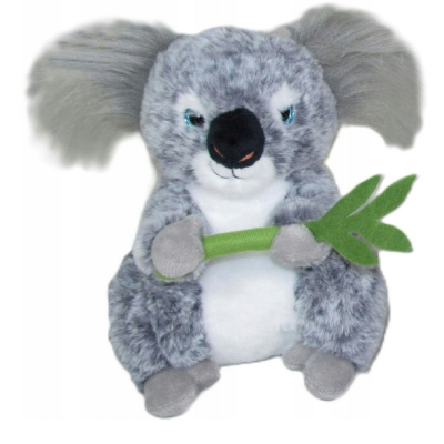 172181 MASKOTKA PLUSZAK SZARY KOALA Z LIŚCIEM 25CM 2 KOLORY