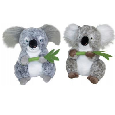 172181 MASKOTKA PLUSZAK SZARY KOALA Z LIŚCIEM 25CM 2 KOLORY
