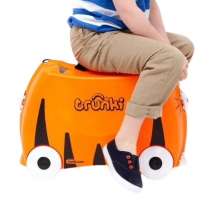 200085 TRUNKI JEŻDŻĄCA WALIZECZKA TYGRYSEK JEŹDZIK WALIZKA PODRÓŻNA BAGAŻ