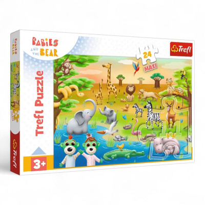 14373 TREFL PUZZLE MAXI BOBASKI I MIŚ SAFARI ZWIERZĘTA 24 EL
