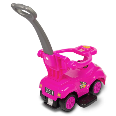 322418 POJAZD JEŹDZIK SPORTOWY RACE CAR  PCHACZ Z RĄCZKĄ RÓŻOWY