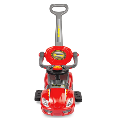 322395 POJAZD JEŹDZIK SPORTOWY RACE CAR  PCHACZ Z RĄCZKĄ CZERWONY