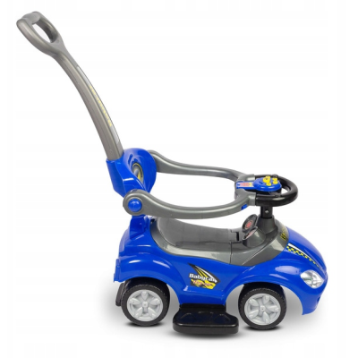 322401 POJAZD JEŹDZIK SPORTOWY RACE CAR  PCHACZ Z RĄCZKĄ NIEBIESKI
