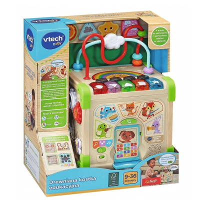62551 VTECH DREWNIANA KOSTKA EDUKACYJNA TREFL