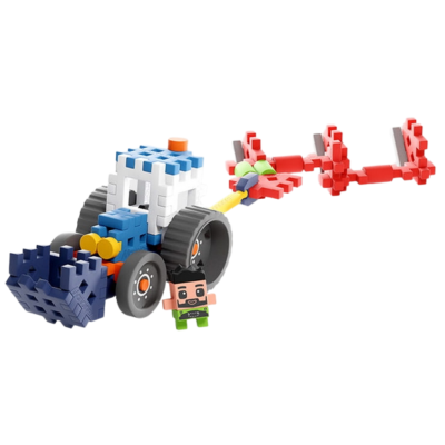 907504 MARIOINEX KLOCKI MINI WAFLE WAFFLE TRAKTOR Z PŁUGIEM 50EL