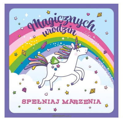 664417 KARTKA KARNET KWADRATOWY MAGICZNE URODZINY JEDNOROŻEC