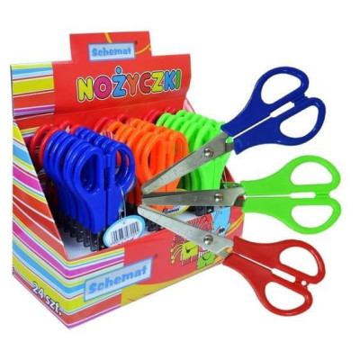 0070204 NOŻYCZKI SZKOLNE SCHEMAT METALOWE 13CM RÓŻNE KOLORY