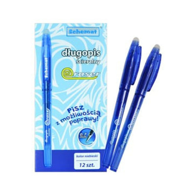 123541 DŁUGOPIS WYMAZYWALNY ŚCIERALNY Z GUMKĄ SCHEMAT 0,7 NIEBIESKI