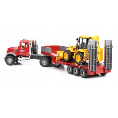 002813 BRUDER CIĘŻARÓWKA MACK GRANITE Z LAWETĄ I KOPARKO ŁADOWARKĄ JCB 4CX