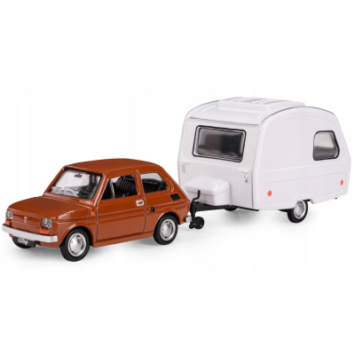 116054 MODEL FIAT 126P K-605 NIEWIADÓW N126 BRĄZOWY MALUCH Z PRZYCZEPĄ 1:43