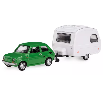 116085 MODEL FIAT 126P K-608 NIEWIADÓW N126 ZIELONY MALUCH Z PRZYCZEPĄ 1:43