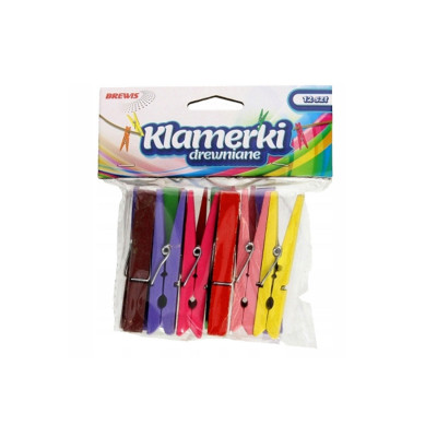 0687920 KLAMERKI DREWNIANE SPINACZE KOLOROWE 7,5 CM 12 SZTUK