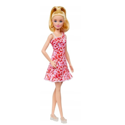HJT02 LALKA BARBIE W RÓŻOWEJ SUKIENCE BLONDYNKA FASHIONISTAS