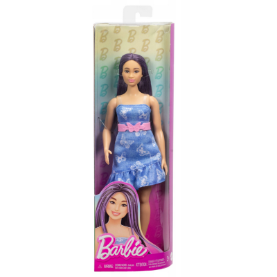 HYT89 LALKA BARBIE W NIEBIESKIEJ SUKIENCE FIOLETOWE WŁOSY FASHIONISTAS