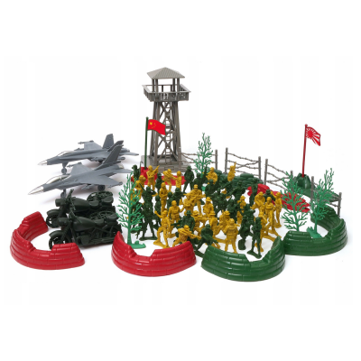 025856 ZESTAW MILITARNY FIGURKI ŻOŁNIERZYKI WOJSKO SAMOLOT