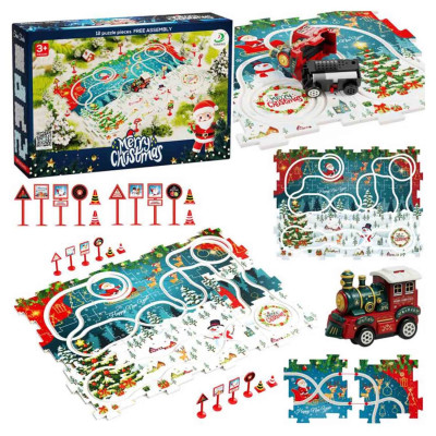 687816 KOLEJKA TOR PUZZLE ŚWIĄTECZNE ZIMA MIKOŁAJ ŚWIĘTA 25 EL