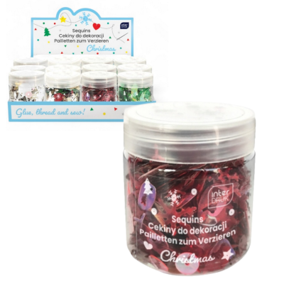 376565 CEKINY OZDOBNE DO DEKORACJI ŚWIĄTECZNE OZDOBY 30G MIX