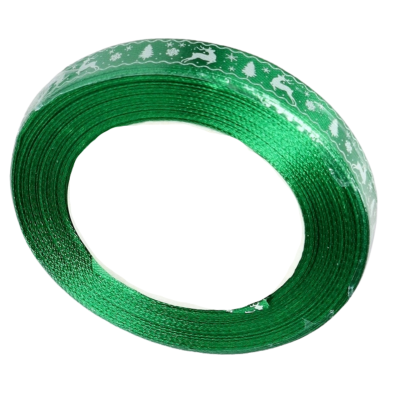 688712 TAŚMA SATYNOWA WSTĄŻKA ŚWIĄTECZNA ZIELONA 22M X 1,2CM