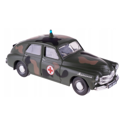 022515 METALOWY POJAZD WARSZAWA M20 PRL MODEL M20 POGOTOWIE WOJSKOWE 1:43 DAFFI
