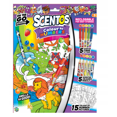 451762 PACHNĄCA KREATYWNA TECZKA KOLOROWANKI PO NUMERACH FLAMASTRY SCENTOS
