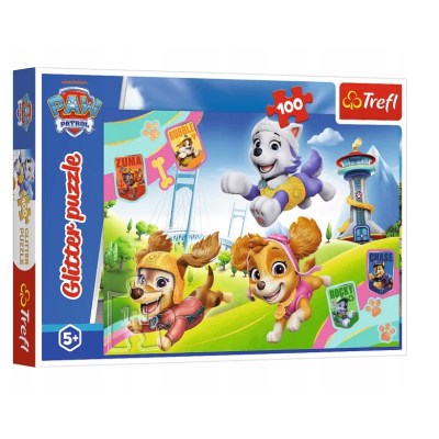 14835 TREFL PUZZLE GLITTER PSI PATROL BROKATOWE BŁYSZCZĄCE PSIAKI  100 EL