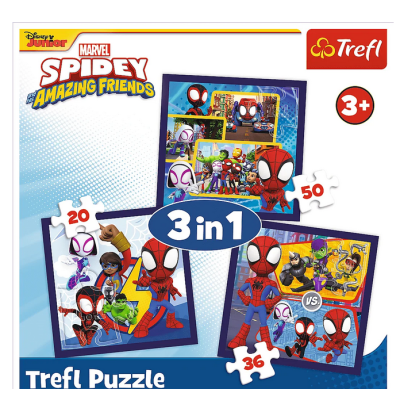 34892 TREFL PUZZLE 3W1 SPIDEY I PRZYJACIELE PRZYGODY