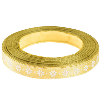 686060 TAŚMA SATYNOWA WSTĄŻKA ŚWIĄTECZNA ŻÓŁTA 22M X 1,2CM