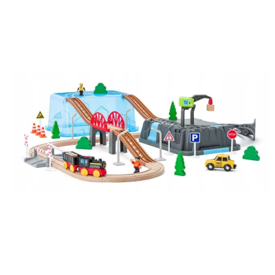 930692 KOLEJKA NA BATERIE ZESTAW DREWNIANE TORY 63 EL