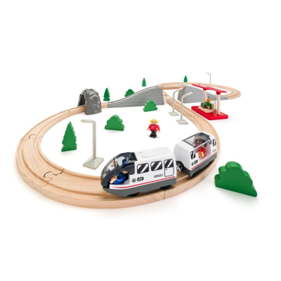 930784 KOLEJKA NA BATERIE ZESTAW DREWNIANE TORY ÓSEMKA 45 EL