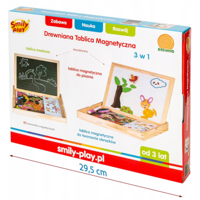 839291 KREATYWNA TABLICA DREWNIANA MAGNETYCZNA 3W1 SMILY PLAY