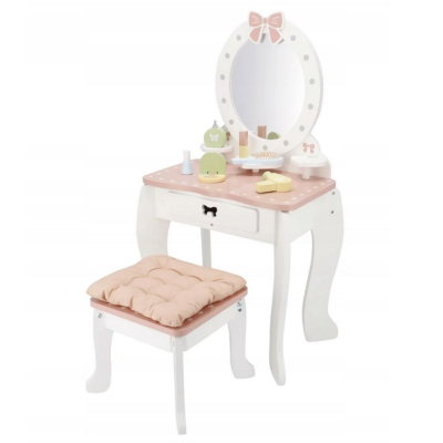 738184 TOALETKA DREWNIANA Z LUSTREM I TABORETEM + AKCESORIA LUPILU