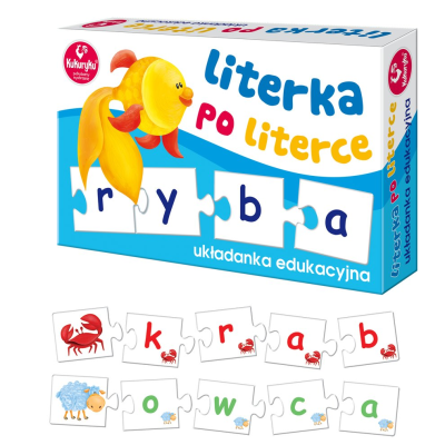 560390 GRA UKŁADANKA LITERKA PO LITERCE PUZZLE KUKURYKU