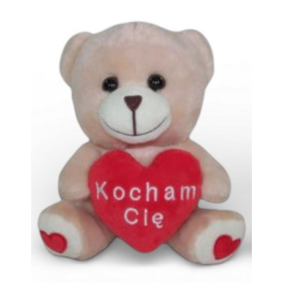 3170491 PLUSZOWY MIŚ Z SERCEM KOCHAM CIĘ WALENTYNKI 15 CM 2 KOLORY