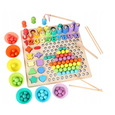 899384 GRA DREWNIANA ZRĘCZNOŚCIOWA MONTESSORI RYBKI KULKI