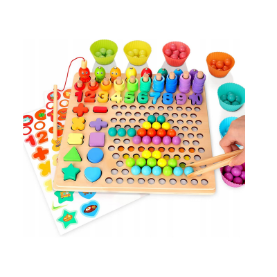 899384 GRA DREWNIANA ZRĘCZNOŚCIOWA MONTESSORI RYBKI KULKI