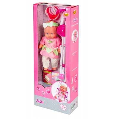 844820 JULKA LALKA BOBAS 30CM W WÓZKU SPACEROWYM