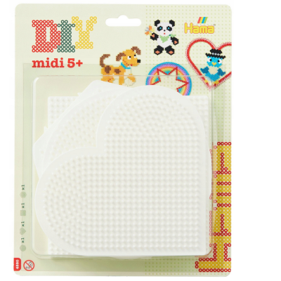 4580 KORALIKI HAMA MIDI 4 X PODKŁADKA SERCE SZEŚCIOKĄT KWADRAT KOŁO