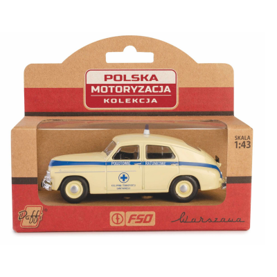 022492 METALOWY POJAZD WARSZAWA M20 POGOTOWIE RATUNKOWE PRL MODEL 1:43 DAFFI