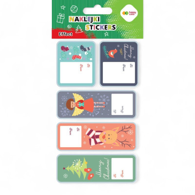 026454 HAPPY COLOR NAKLEJKI ŚWIĄTECZNE NA PREZENTY ŚWIĘTA CHOINKA ANIOŁEK