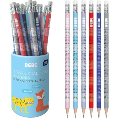 357564 OŁÓWEK Z GUMKĄ HB BEBE TABLICZKA MNOŻENIA RÓŻNE KOLORY