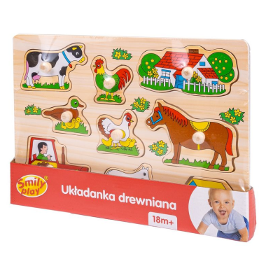 835989 UKŁADANKA DREWNIANA PUZZLE FARMA 9 EL SMILY PLAY