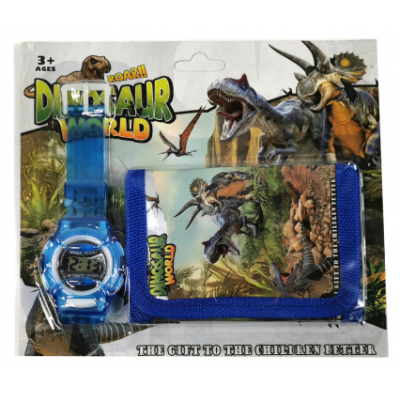 573453 PORTFEL + ZEGAREK DLA DZIECI DINO DINOZAUR