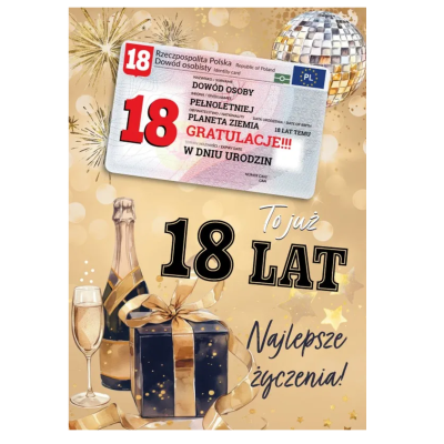 797174 KARTKA KARNET 18 URODZINY ŻYCZENIA URODZINOWE 18 LAT
