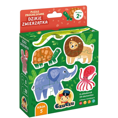 494171 CZUCZU PUZZLE PROGRESYWNE DZIKIE ZWIERZĄTKA 29 EL 8 UKŁADANEK