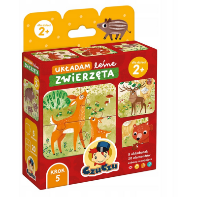 494683 CZUCZU PUZZLE UKŁADAM LEŚNE ZWIERZĘTA 5 UKŁADANEK 20 EL