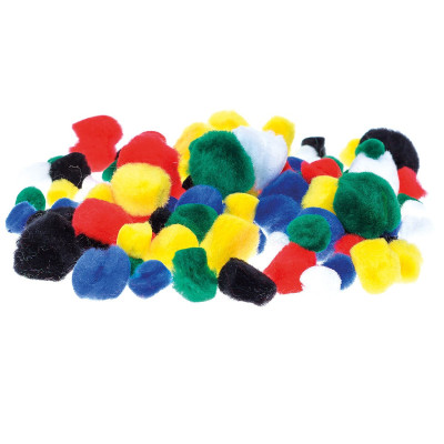 0680211 POMPONY MIX KOLORÓW 10-25 MM 78 SZTUK BREWIS