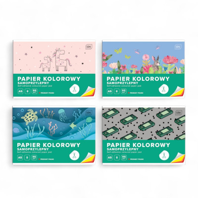 369741 PAPIER KOLOROWY SAMOPRZYLEPNY A5 8 KARTEK