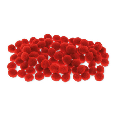 685711 POMPONY DEKORACYJNE CZERWONY 1 CM 100 SZTUK