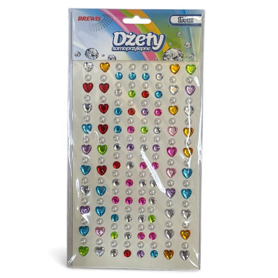 706794 DŻETY SAMOPRZYLEPNE SERCA I KORALIKI 164 SZTUKI