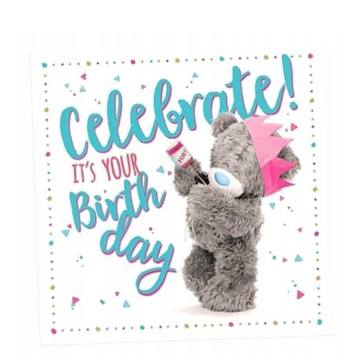 002605 KARTKA URODZINOWA KARNET HOLOGRAFICZNA 3D MIŚ W KORONIE